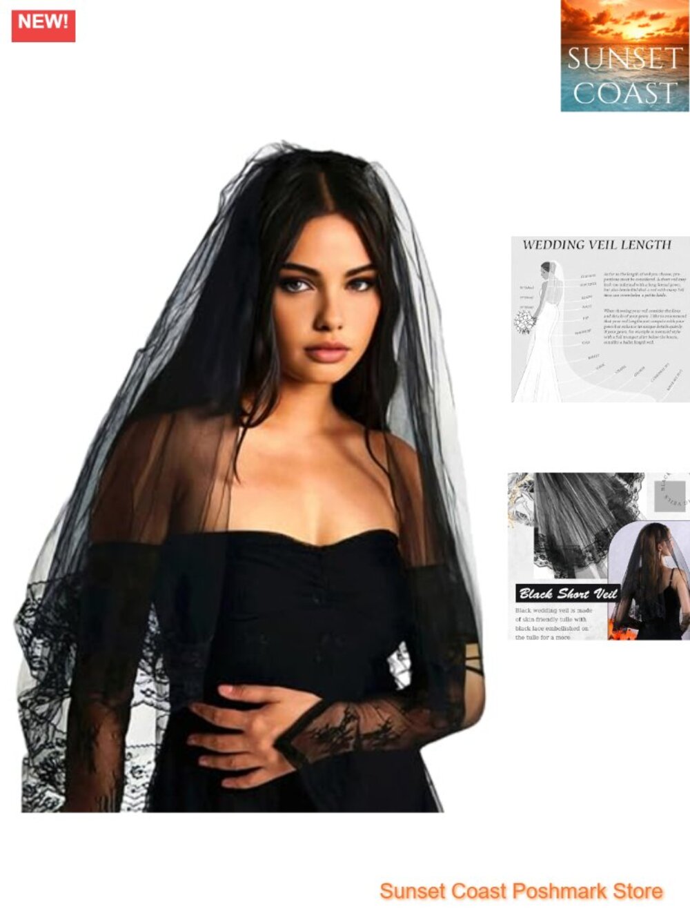2 Tier Lace Bridal Veil Tulle Embroidered Floral Edge Wedding Fingertip